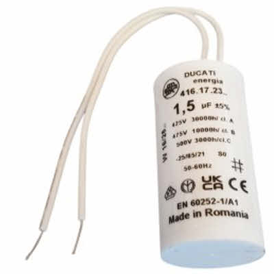 Aanloop / Running- Condensator met Aansluitdraden, Druipwaterdicht